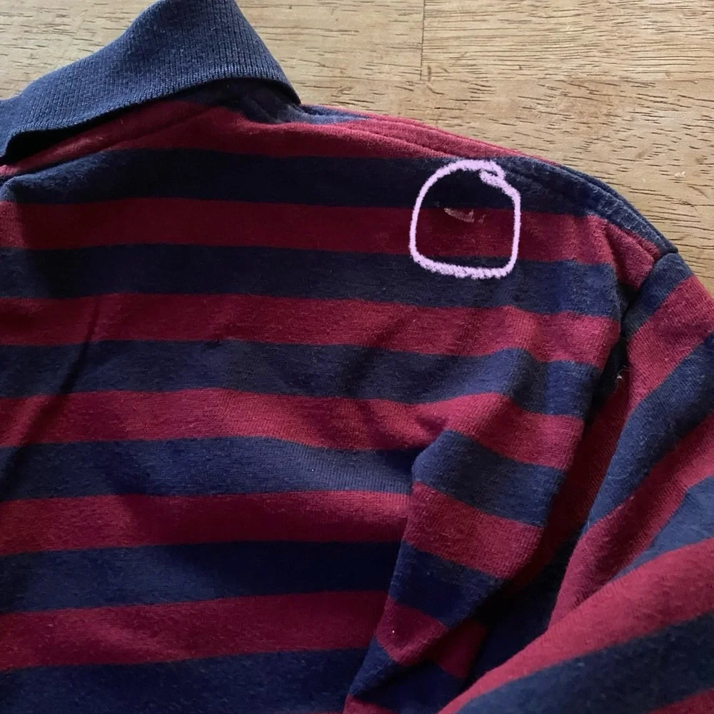 Vintage Polo by Ralph Lauren Boy’s Sz M‎ Navy/Maroon Stripe Short Sleeve Polo